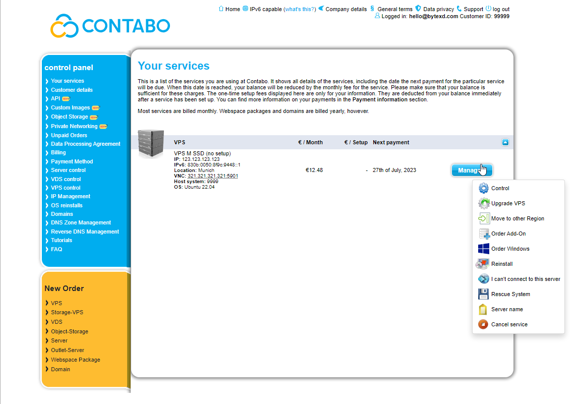 Contabo pricing and plans