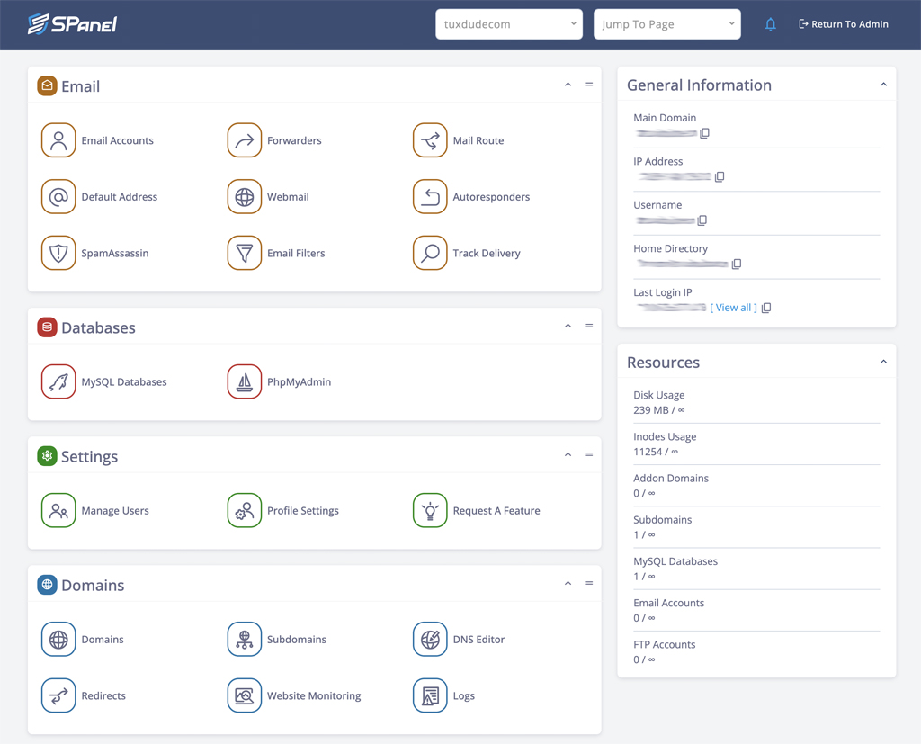 Scalahosting dashboard