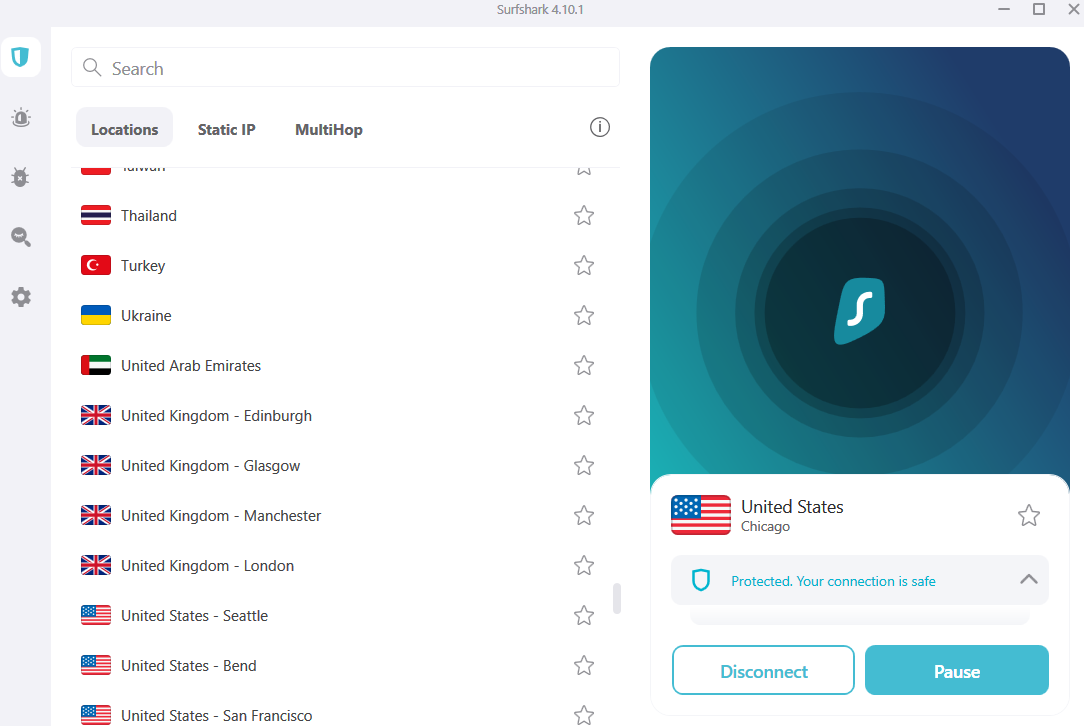 Surfshark dashboard