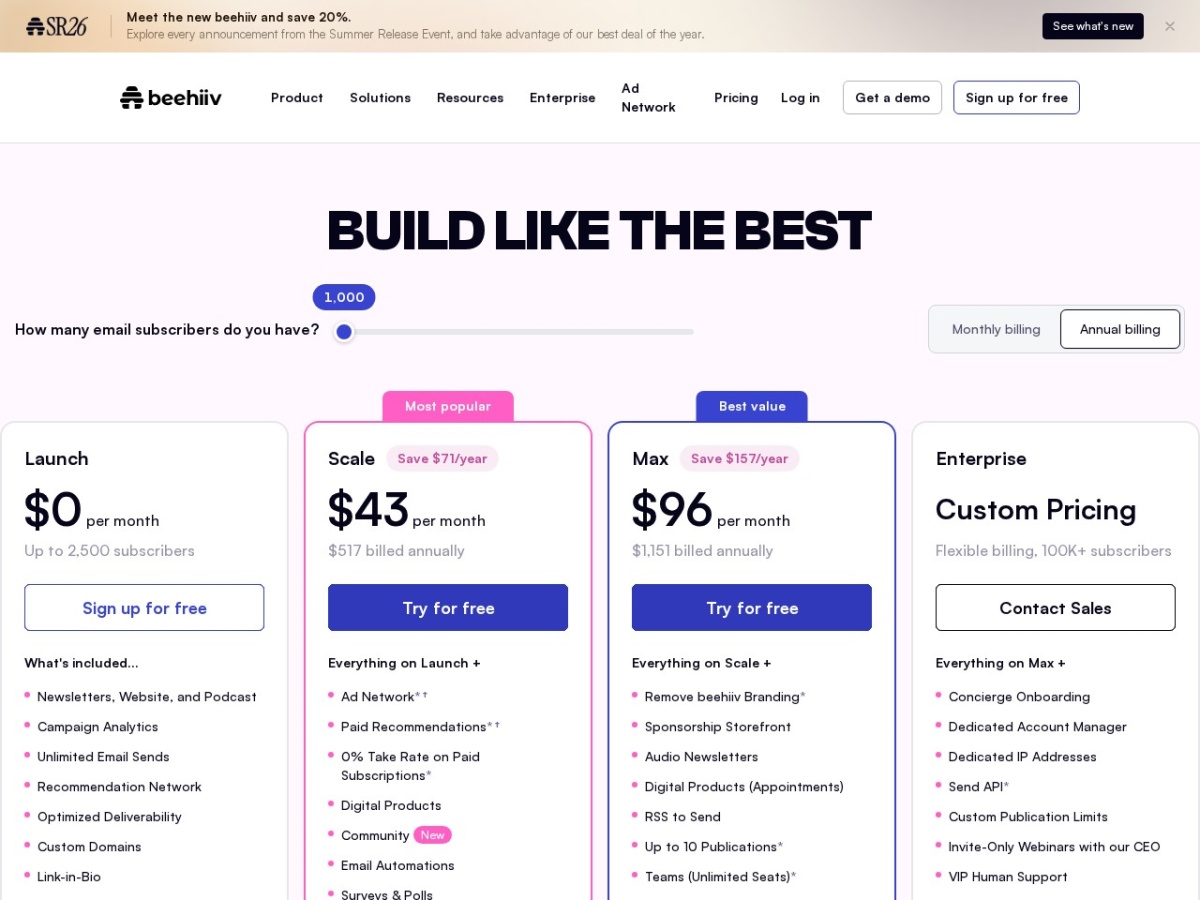 Beehiiv pricing
