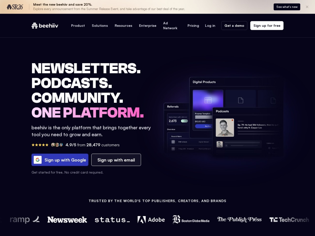 Beehiiv homepage