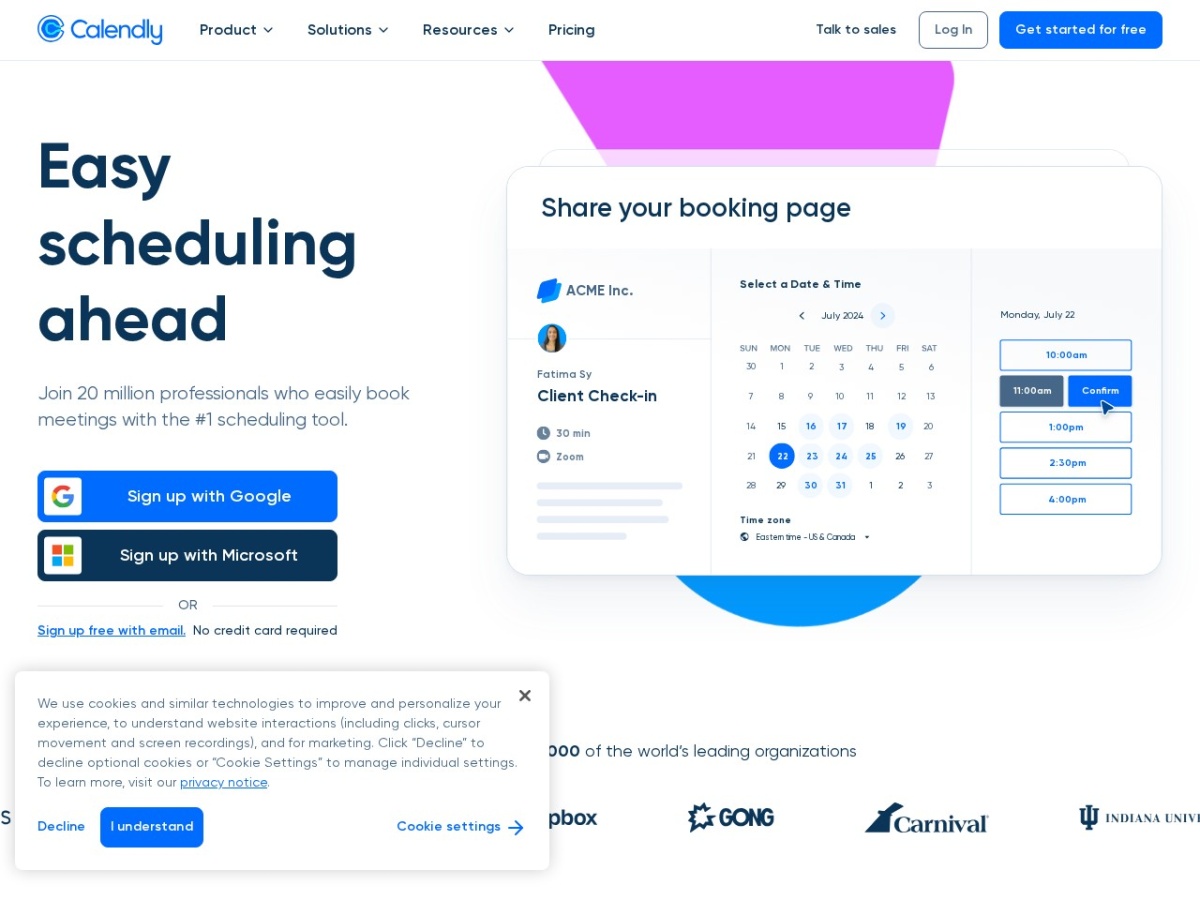 Calendly homepage