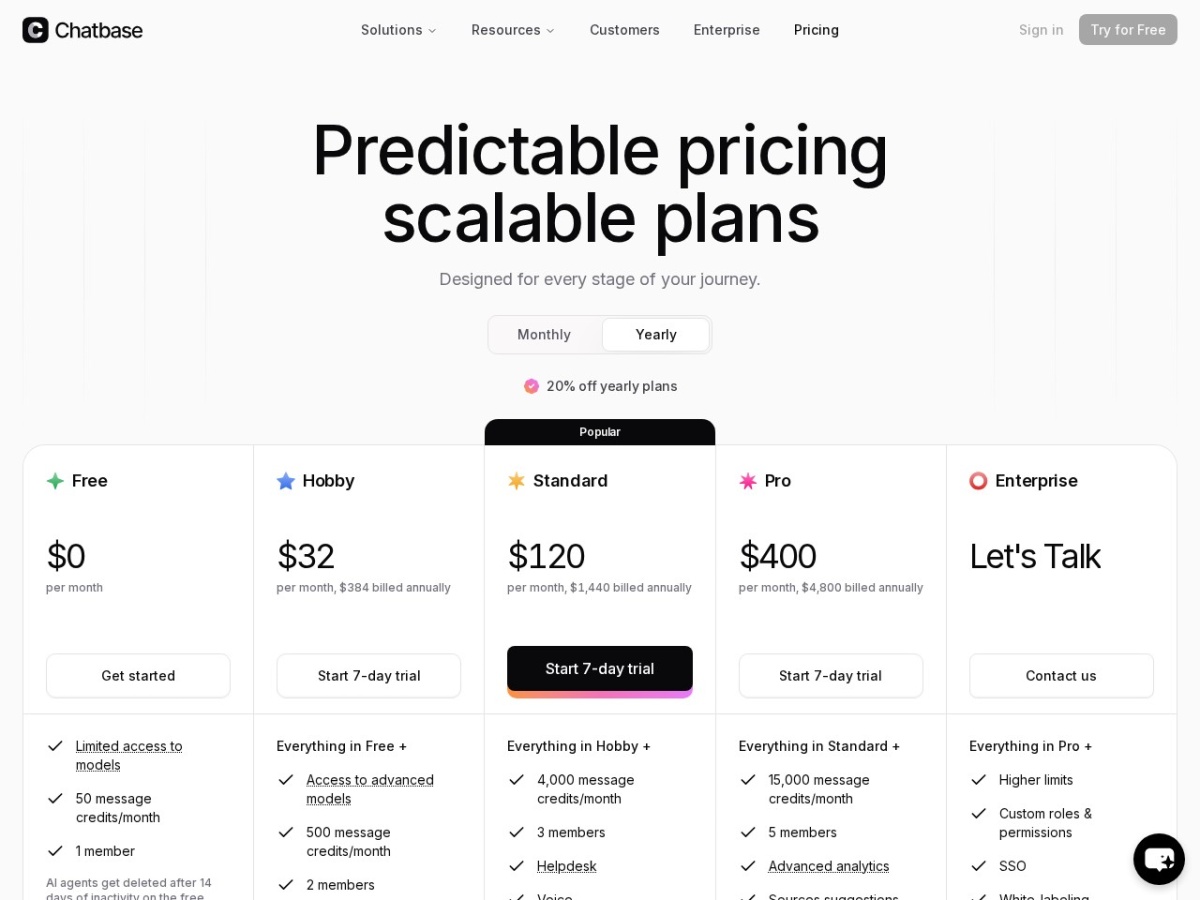 Chatbase pricing