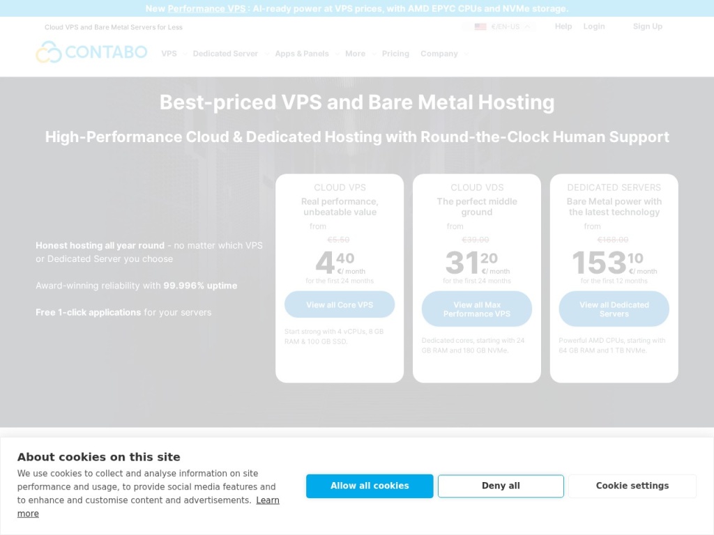 Contabo — unmatched RAM and CPU per dollar for bulk workloads