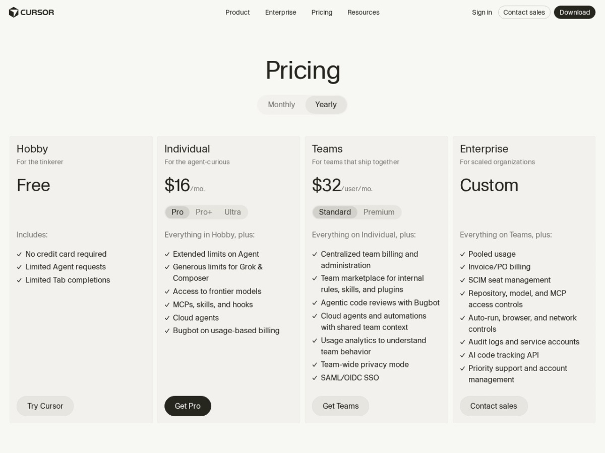 Cursor pricing