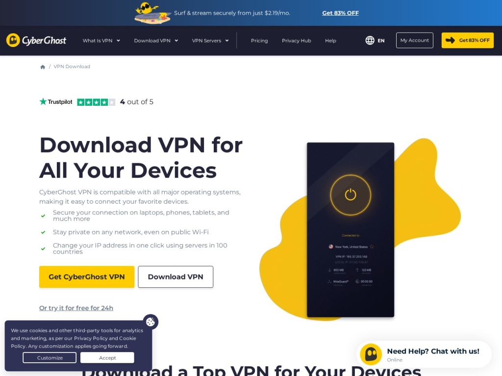 CyberGhost ships native apps for every mainstream platform, smart TVs included