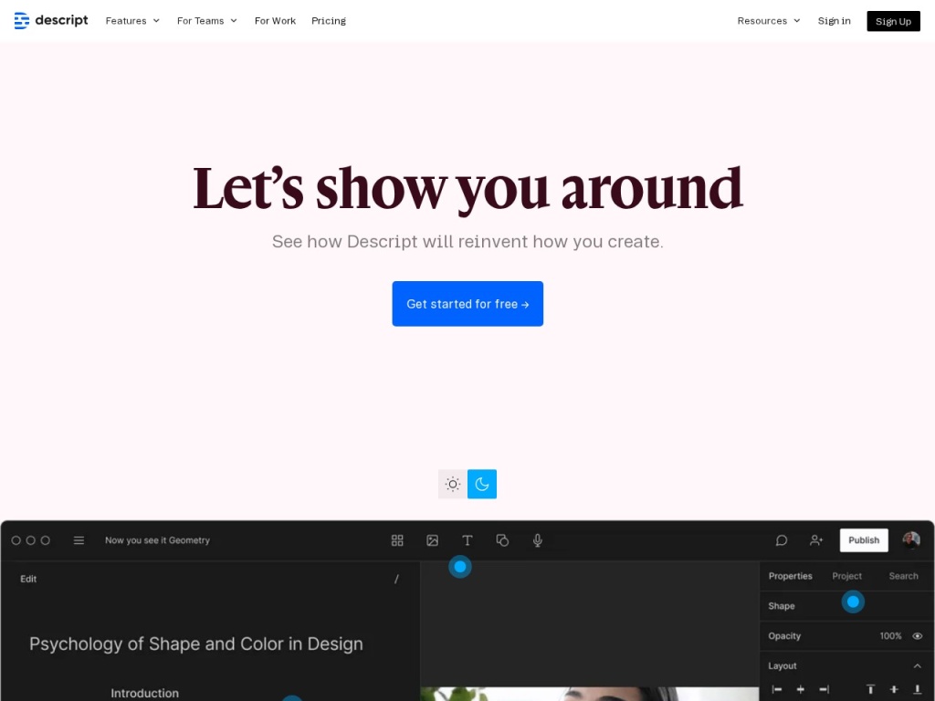 Descript’s product tour — the transcript-first editing workflow