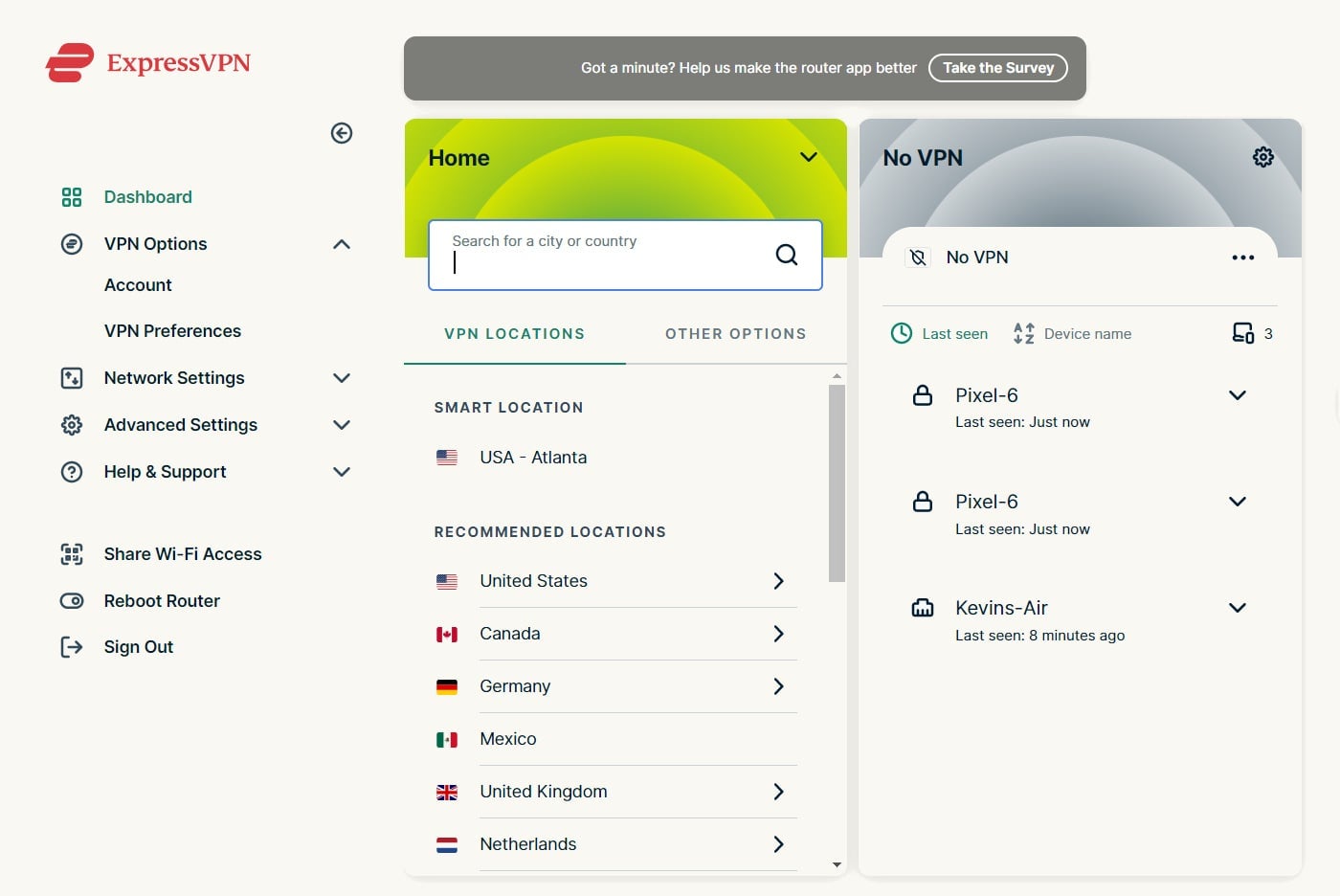 Expressvpn dashboard