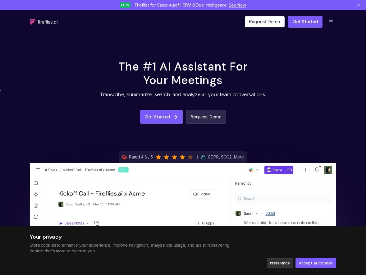 Fireflies.ai homepage
