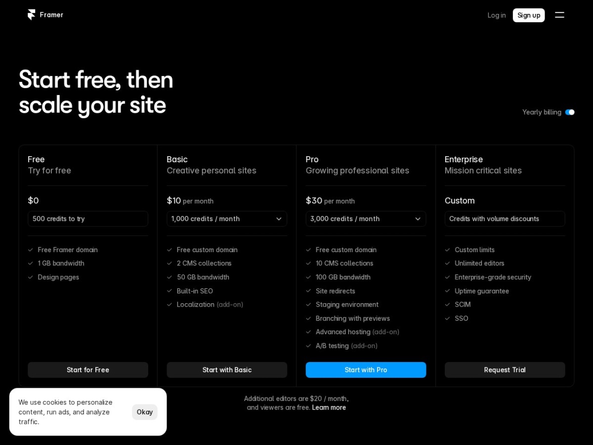 Framer pricing