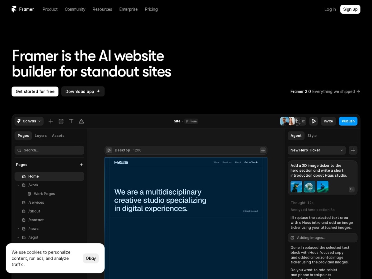 Framer homepage