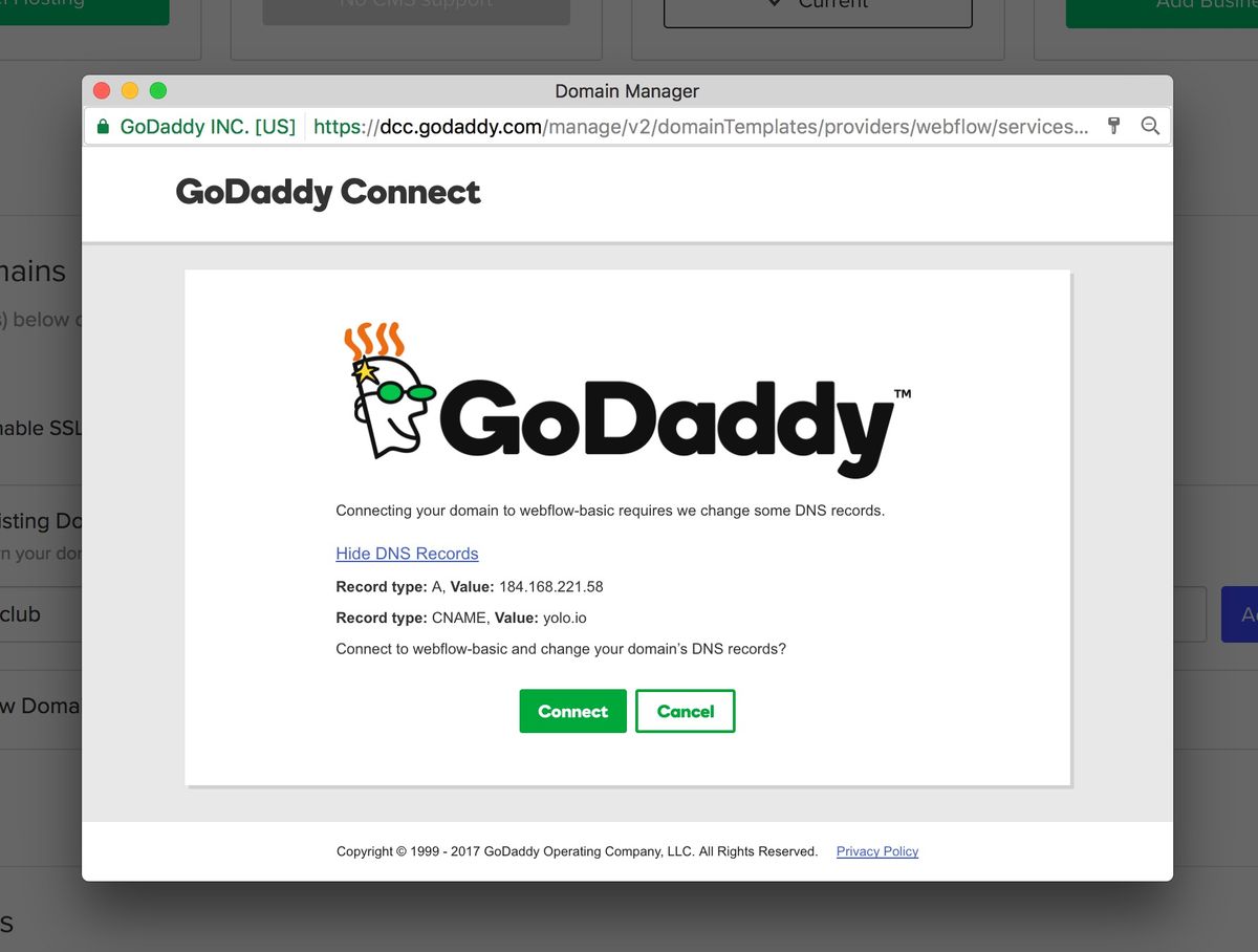 GoDaddy’s domain search page — aggressive first-year promos with premium suggestions mixed into results