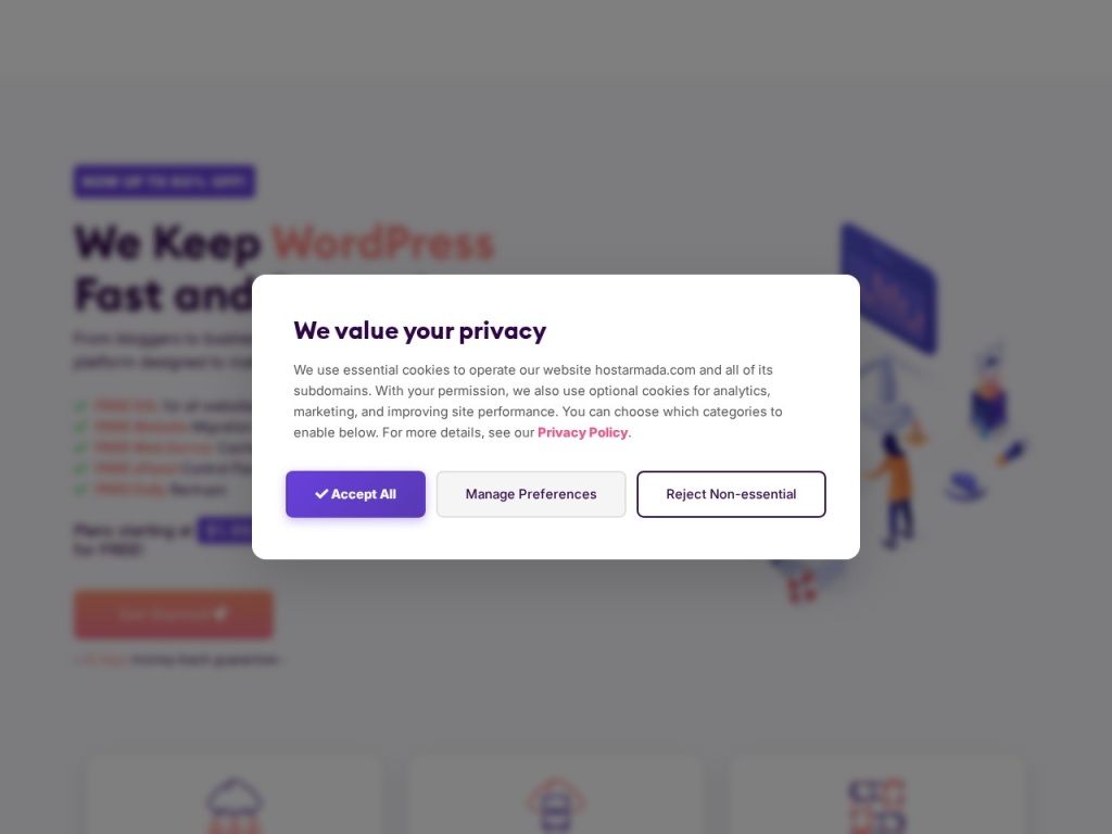 WordPress-tuned plans on HostArmada