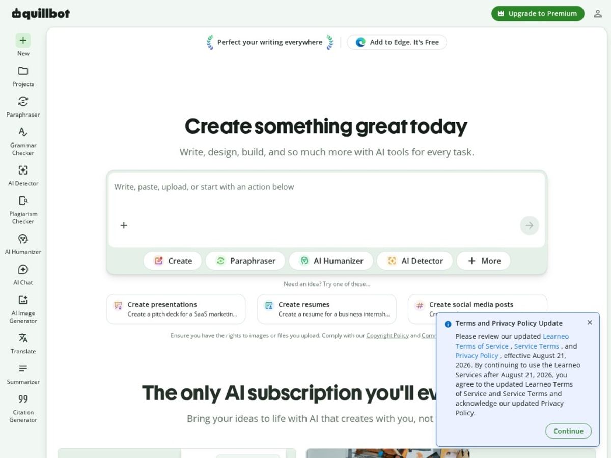 QuillBot homepage