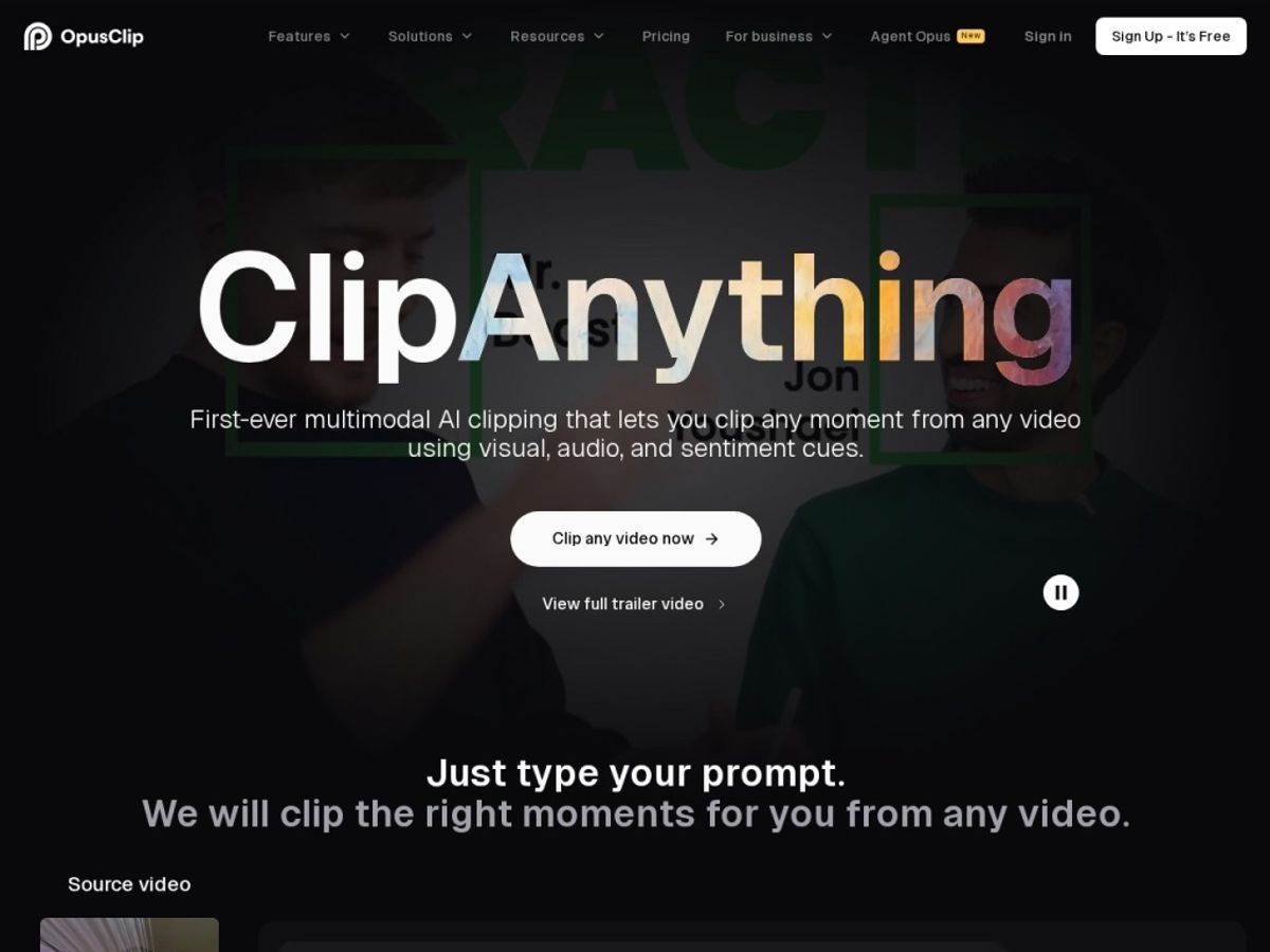 Opus Clip feature screen