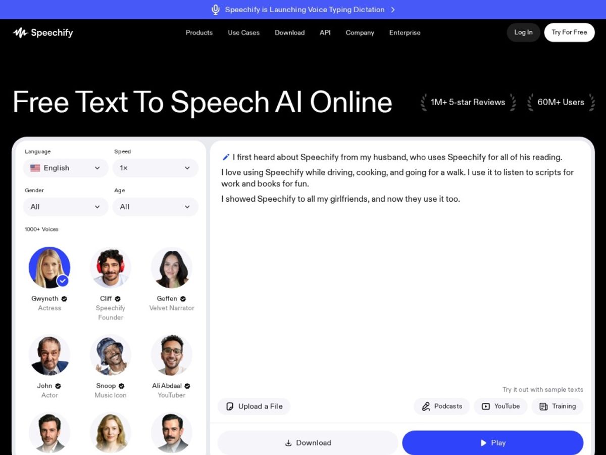 Speechify feature screen