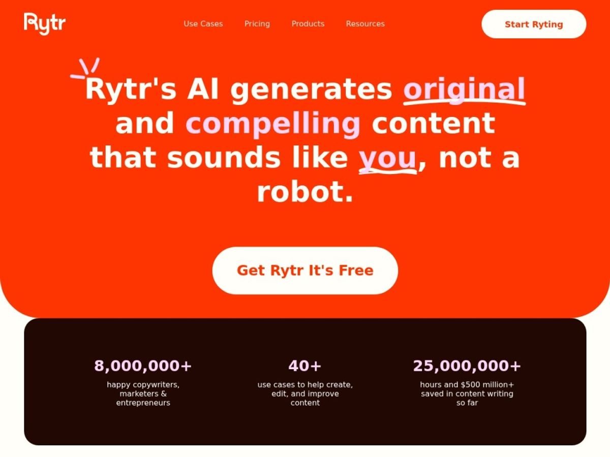 Rytr homepage