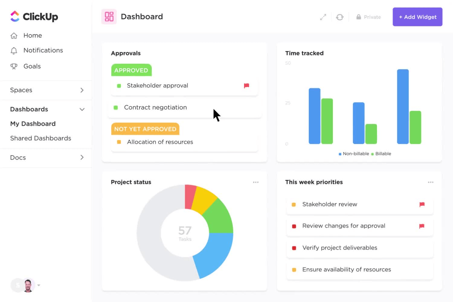 Clickup dashboard