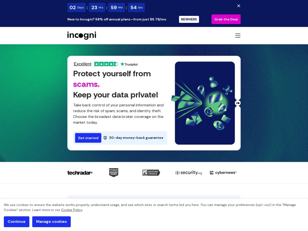 Incogni homepage — automated data-broker removal