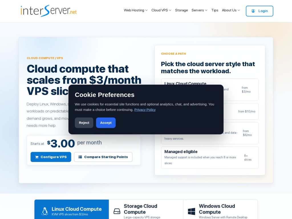 InterServer’s slider-priced VPS configurator