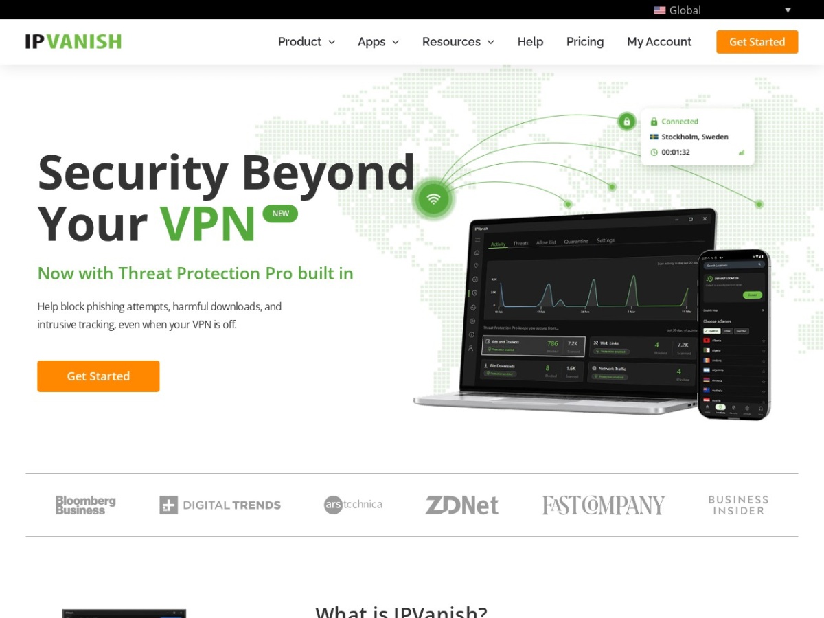 IPVanish VPN homepage