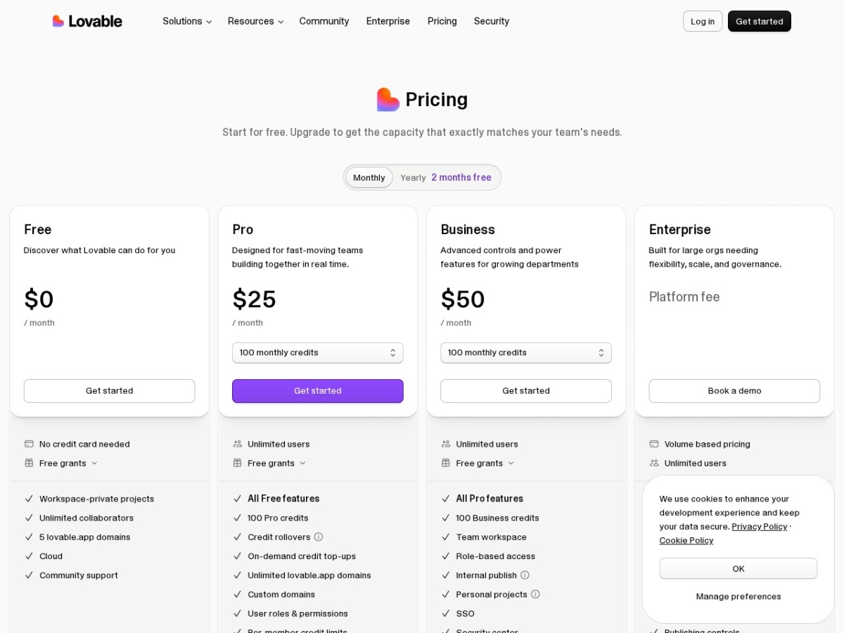 Lovable pricing
