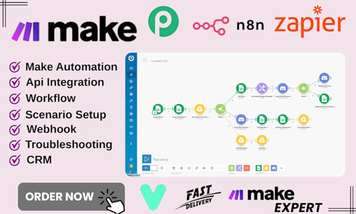 Make’s homepage — visual automation, priced per operation