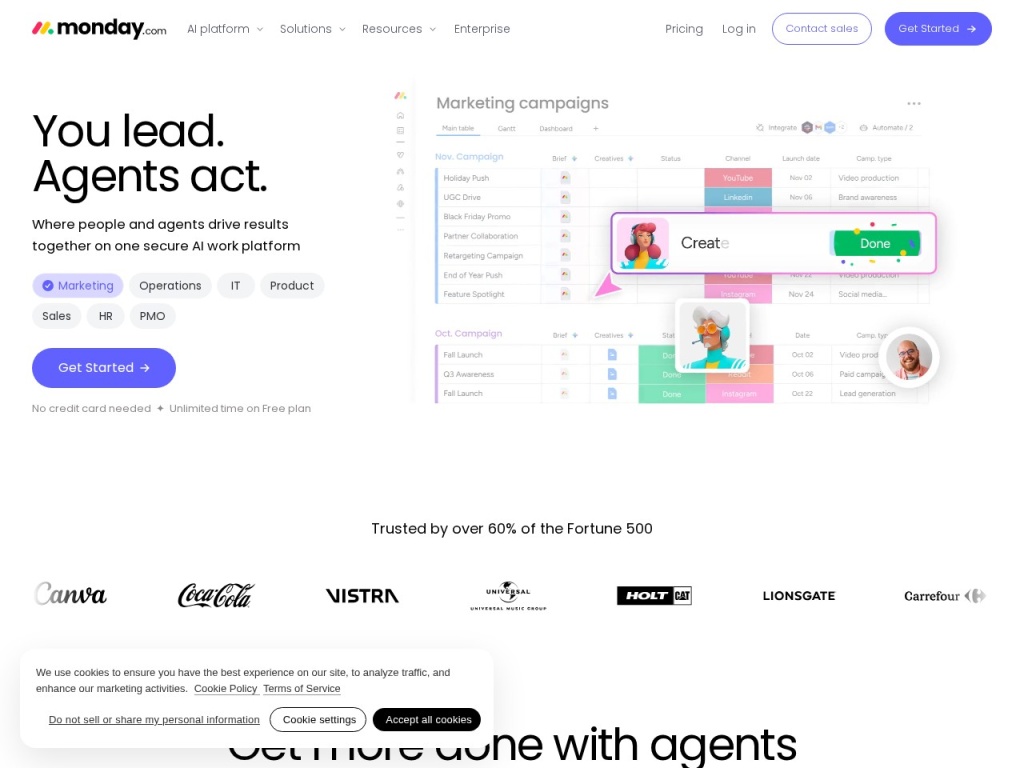 monday.com’s homepage — the self-styled Work OS
