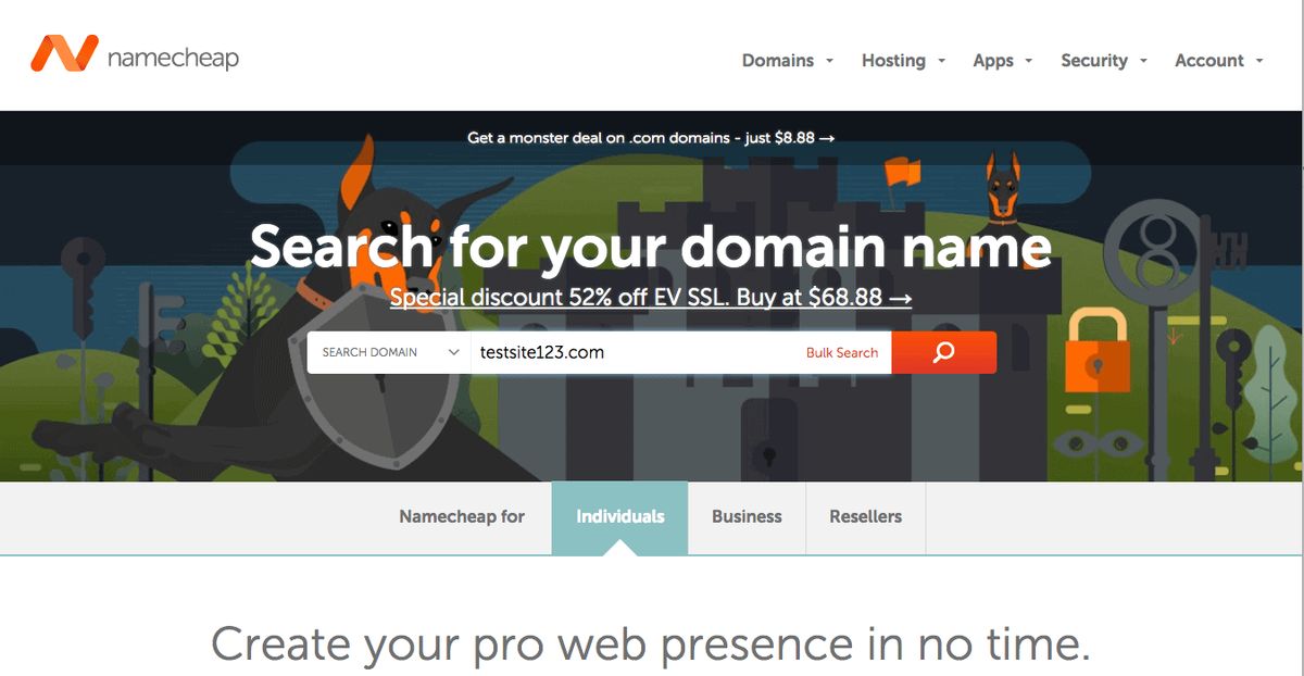 Namecheap’s domain search — renewal pricing is published where you can see it
