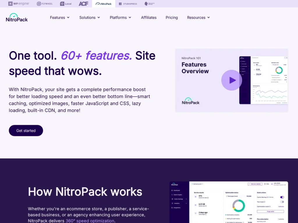 NitroPack’s feature stack — caching, images, CDN and more in one service