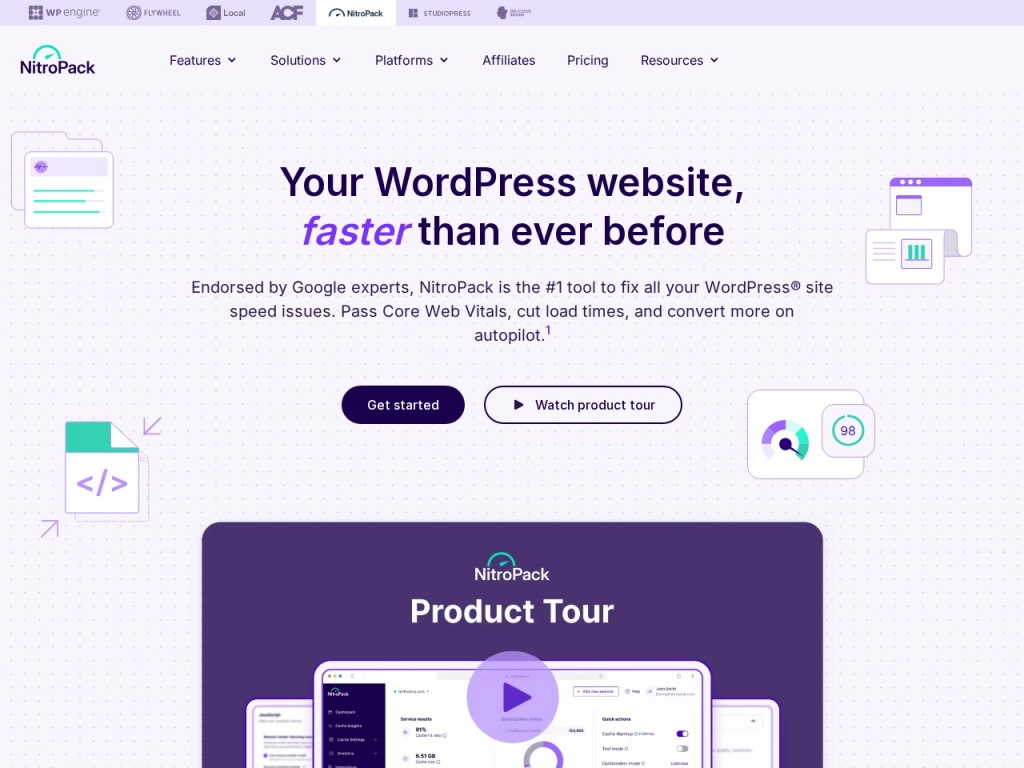 NitroPack homepage — all-in-one site speed as a cloud service