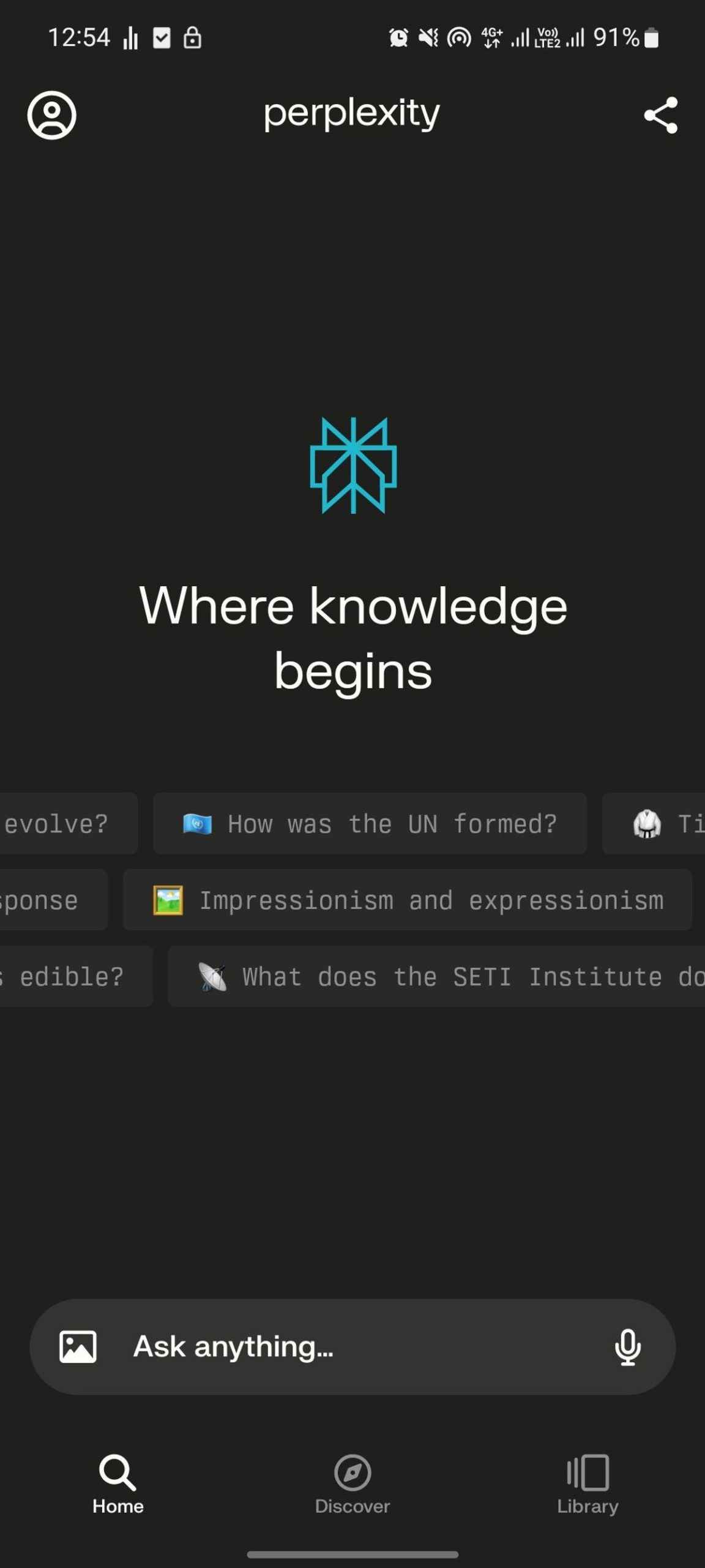 Perplexity AI homepage