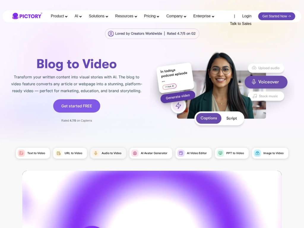 Pictory’s blog-to-video workflow — from published article to scene-by-scene draft