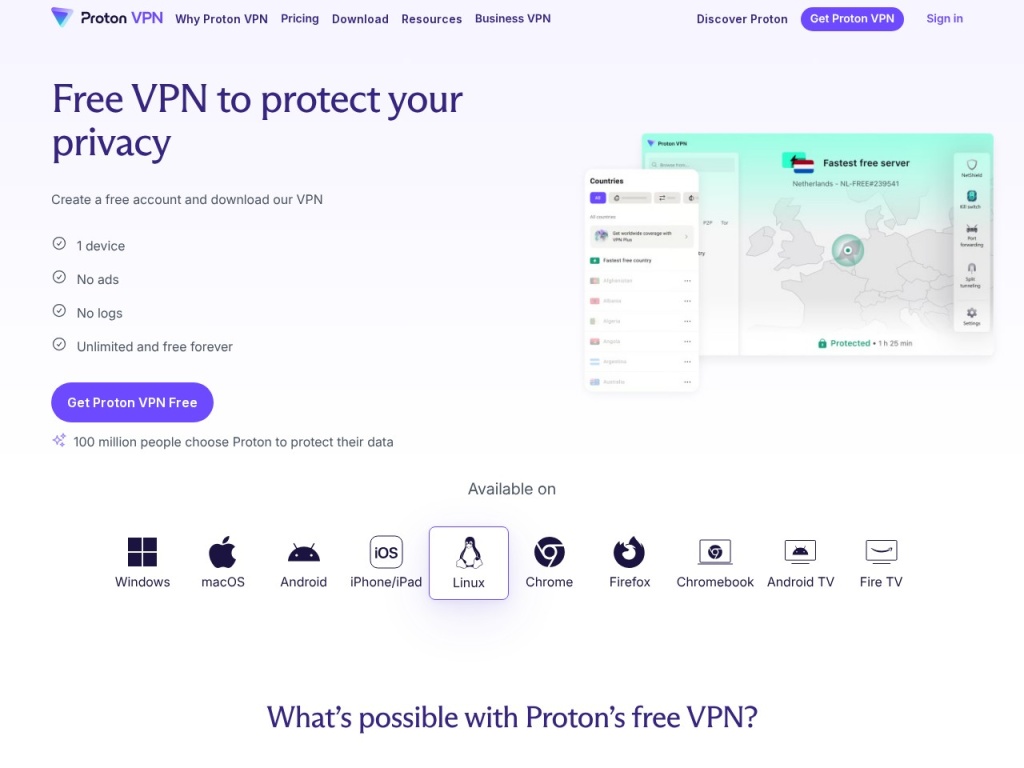 The only uncapped free VPN among major providers
