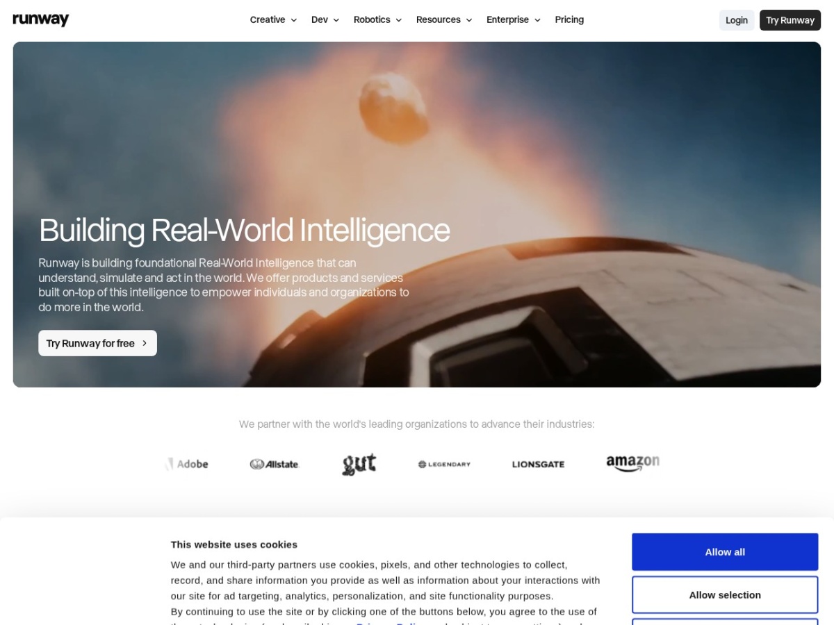 Runway homepage