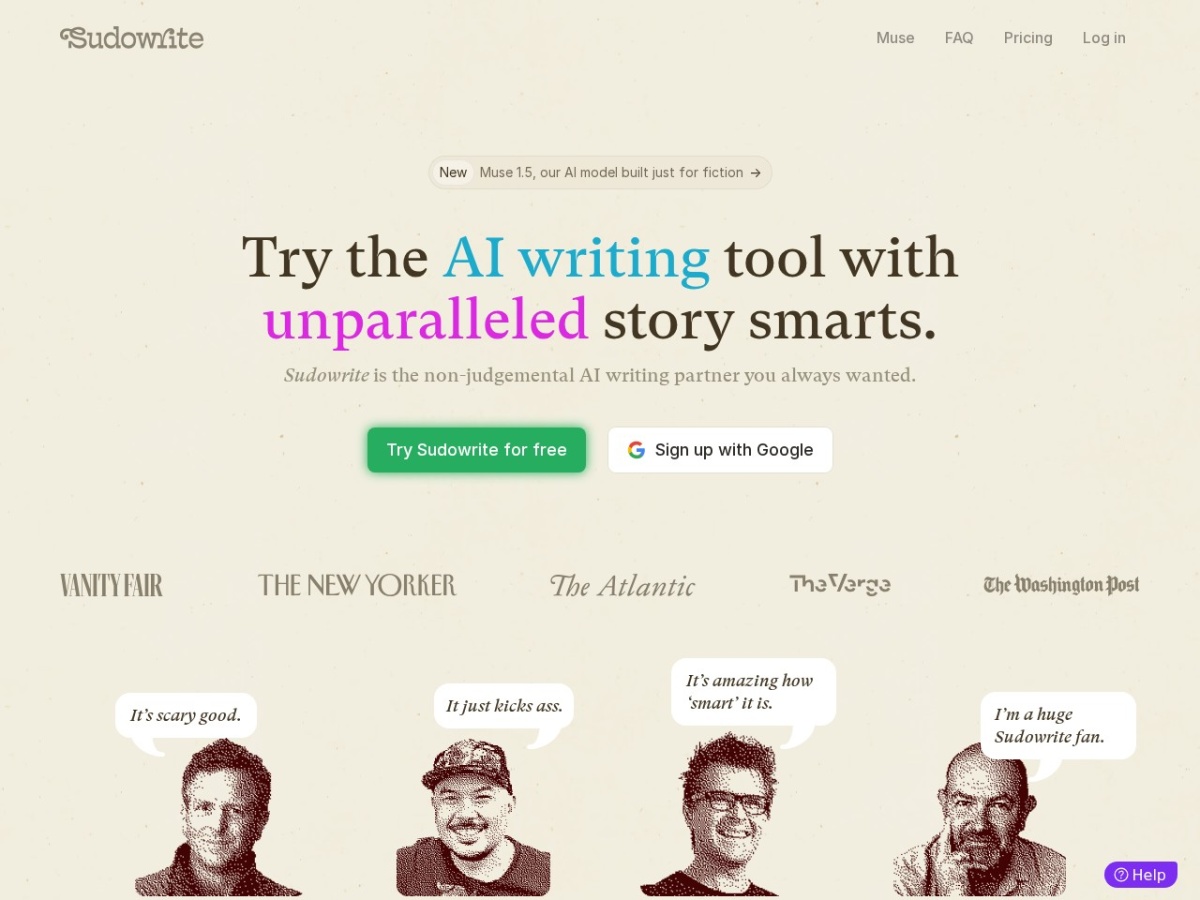 Sudowrite homepage