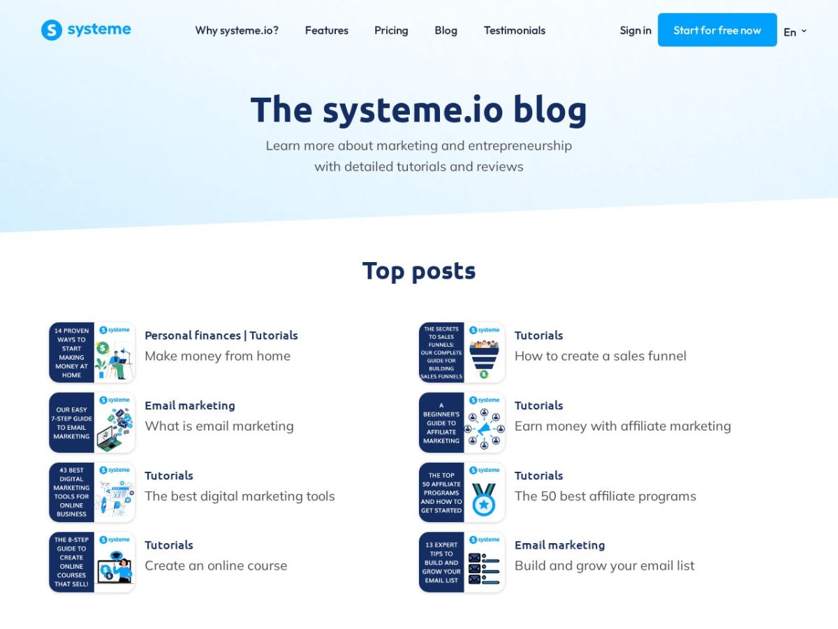 Systeme.io blog engine