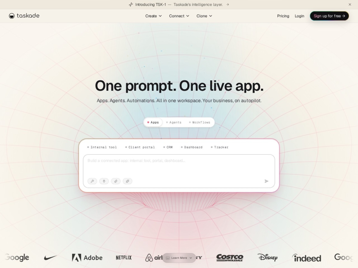 Taskade homepage
