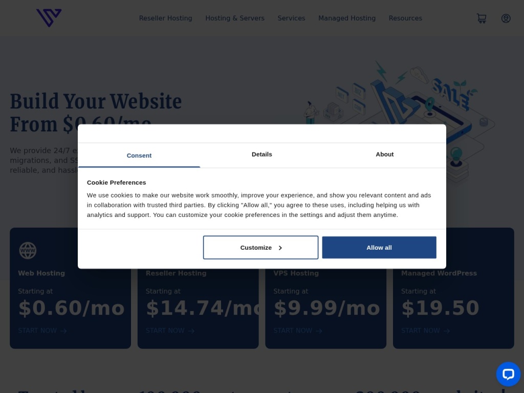 Verpex homepage — budget hosting with a six-continent footprint