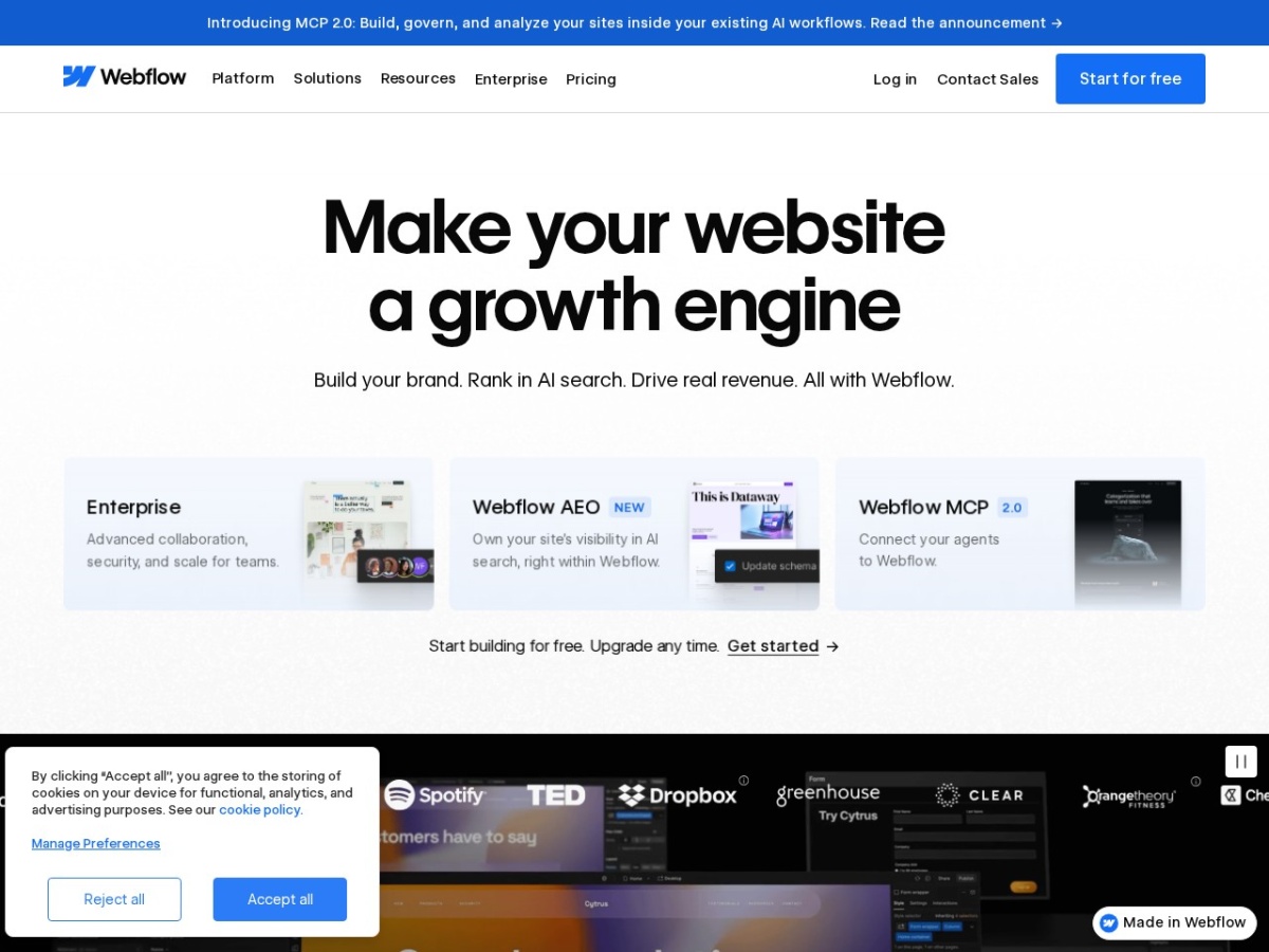 Webflow homepage