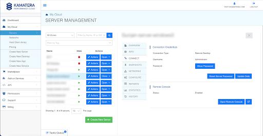 Kamatera dashboard