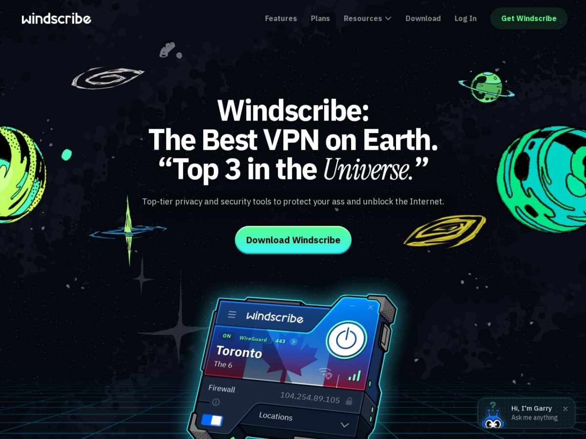 Windscribe VPN homepage