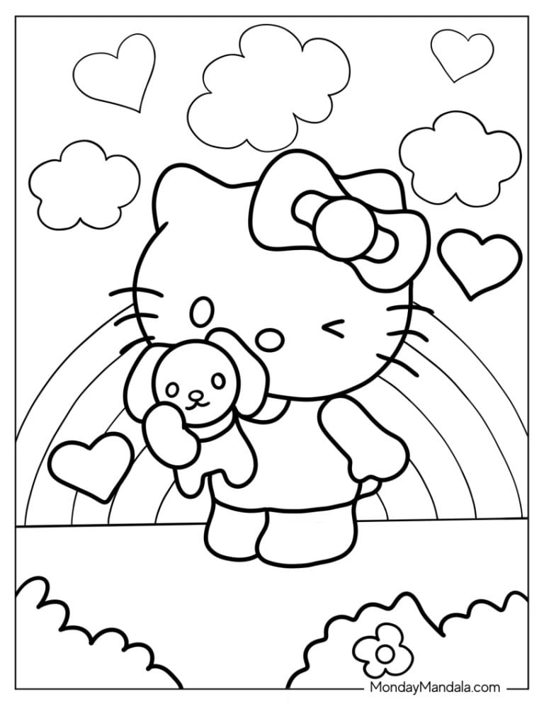 Hello Kitty Winking Coloring Sheet 768x994 1