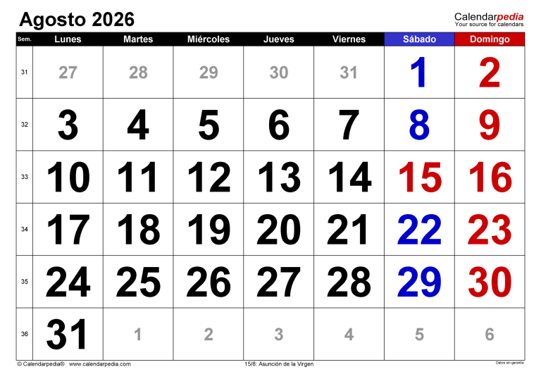 calendario agosto 2026 en pdf excel y word calendarpedia calendario agosto 2026 para imprimir scaled 1