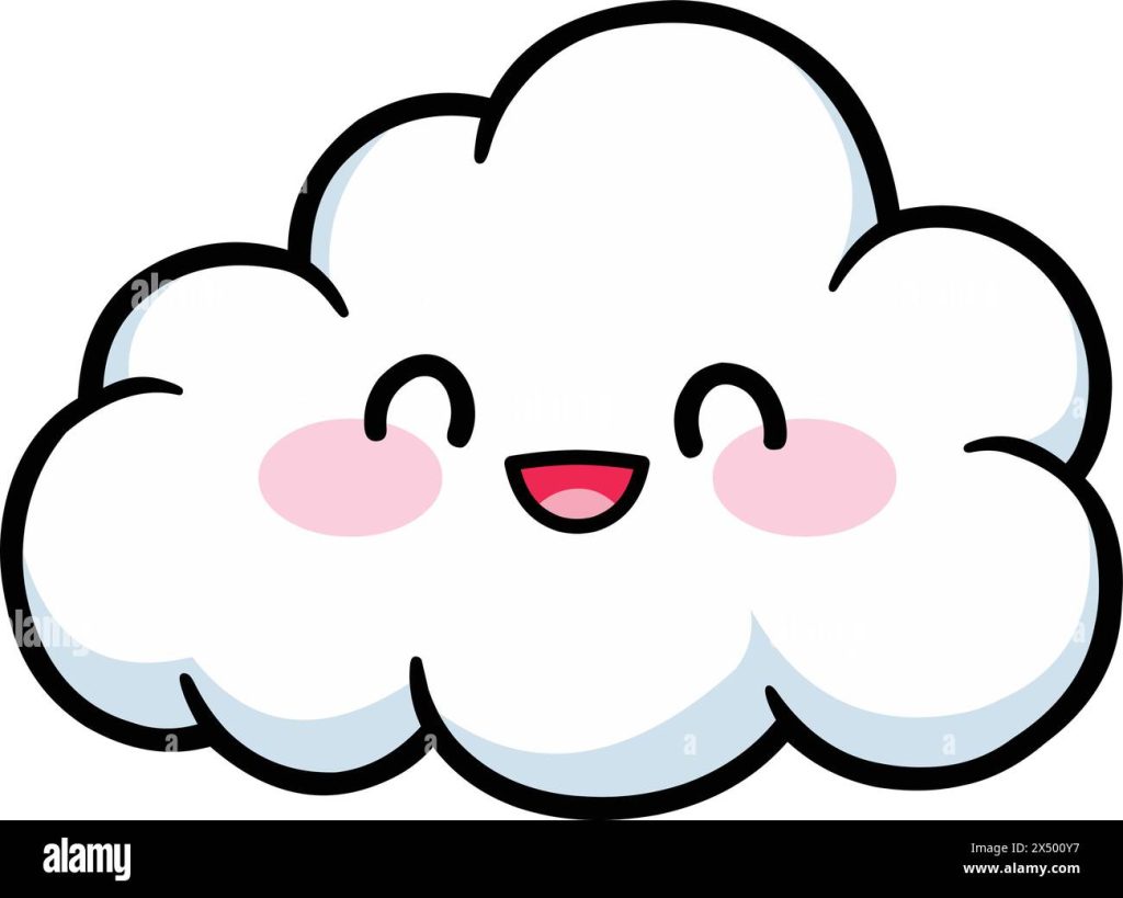 happy cloud in a kawaii style 2X500Y7