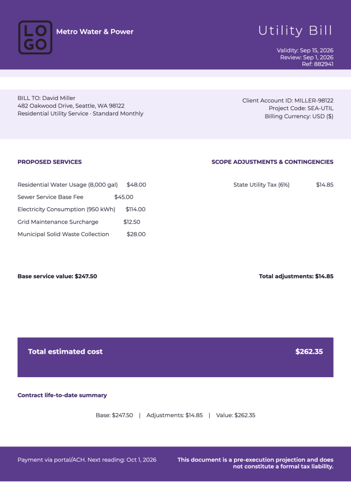Utility Bill Template edit online