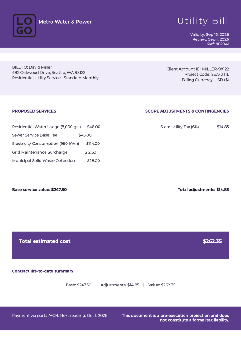 Utility Bill Template edit online